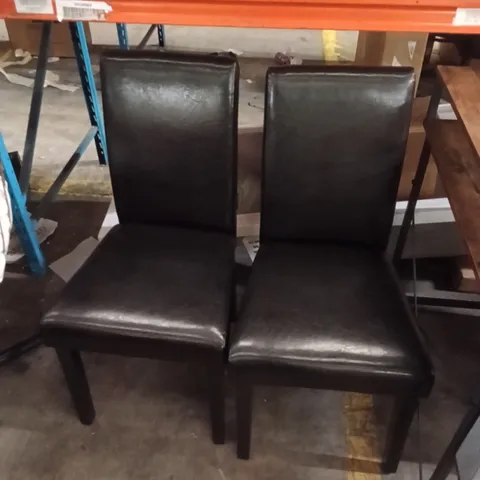 2 FAUX LEATHER DINING CHAIRS - BLACK