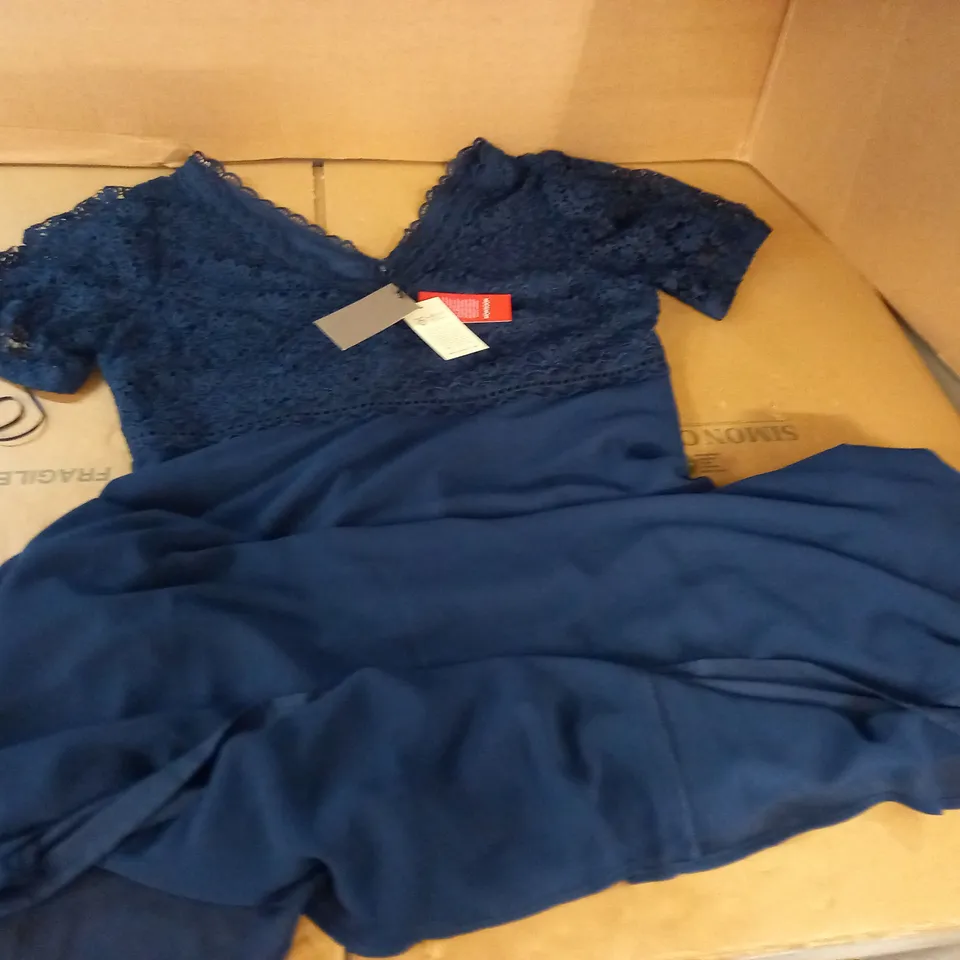 MONSOON NAVY LACE DETAIL DRESS - UK 22