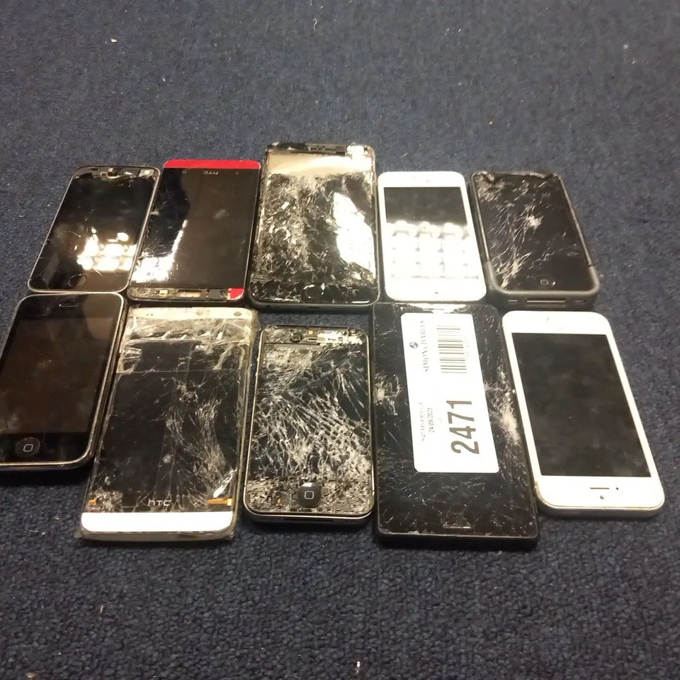 10 ASSORTED MOBILE PHONES TO INCLUDE; IPHONE A1524 SILVER 