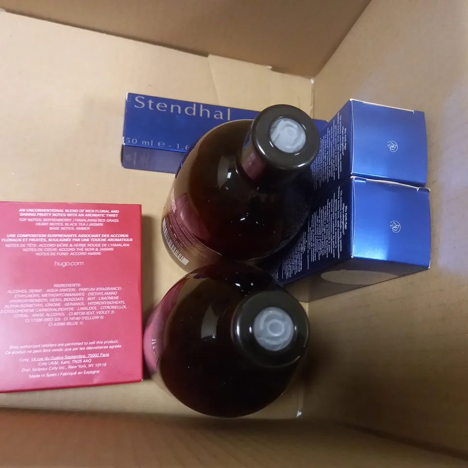 BOX OF APPROX 10 ASSORTED BEAUTY PRODUCTS TO INCLUDE JIMMY CHOO FLASH, AL HARAMAIN AMBER OUD, CALVIN KLEIN CK ALL, ETC 
