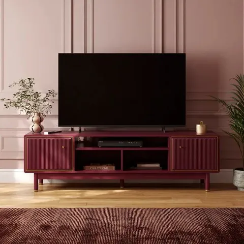 BOXED DAPHNE EXTRA WIDE TV UNIT FOR TVS UP TO 75" - BURGUNDY