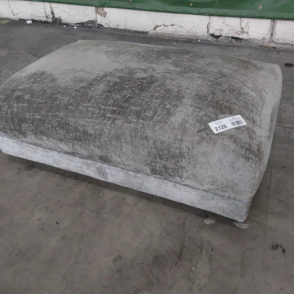 DESIGNER SILVER FABRIC FOOTSTOOL 