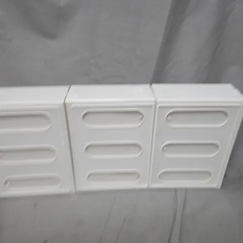 SET OF 3 WHITE PLASTIC STORAGE DRAWER UNITS 