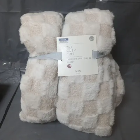 M&S THE COSY EDIT CHECKERBOARD FLEECE BEDSET