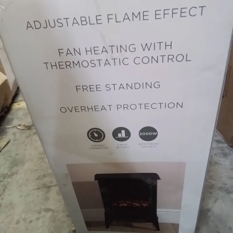 BOXED TRADITIONAL SMALL STOVE EFFECT HEATER - BLACK -