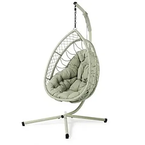 MY GARDEN STORIES OSLO COLLAPSING HANGING EGG CHAIR - GREEN
