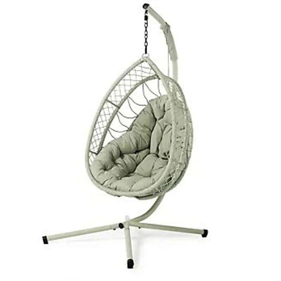 MY GARDEN STORIES OSLO COLLAPSING HANGING EGG CHAIR - GREEN
