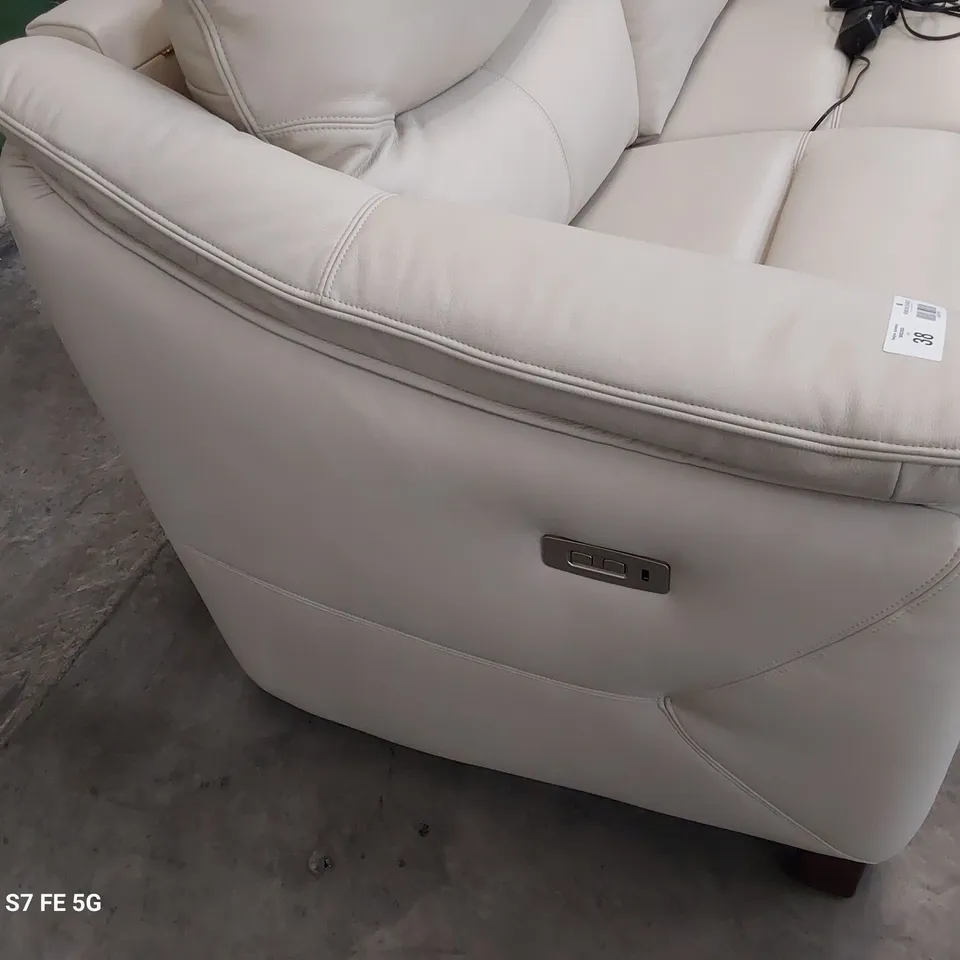 QUALITY BRITISH DESIGNER G PLAN JACKSON POWER RECLINING THREE SEATER SOFA CAPRI STONE LEATHER 