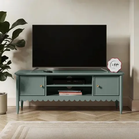 BOXED REMI WIDE TV UNIT FOR TVS UP TO 55" - GREEN (1 BOX)