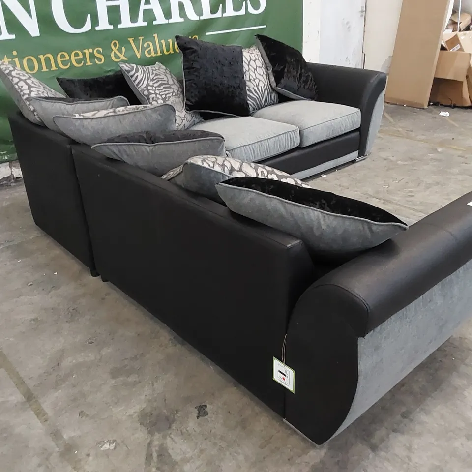 DESIGNER HILTON LEFT HAND CORNER SOFA IN BLACK/CHARCOAL 