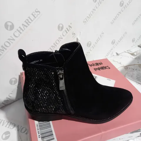 BOXED PAIR OF MODA IN PELLE KATREENA CRYSTAL ANKLE BOOTS, BLACK - SIZE 5