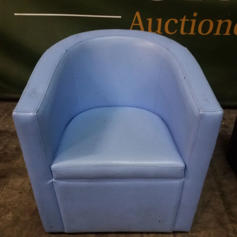SET OF 4 BISTRO/CAFÉ LEATHER LOUNGE BUCKET CHAIRS - YELLOW, PINK, PURPLE & BLUE