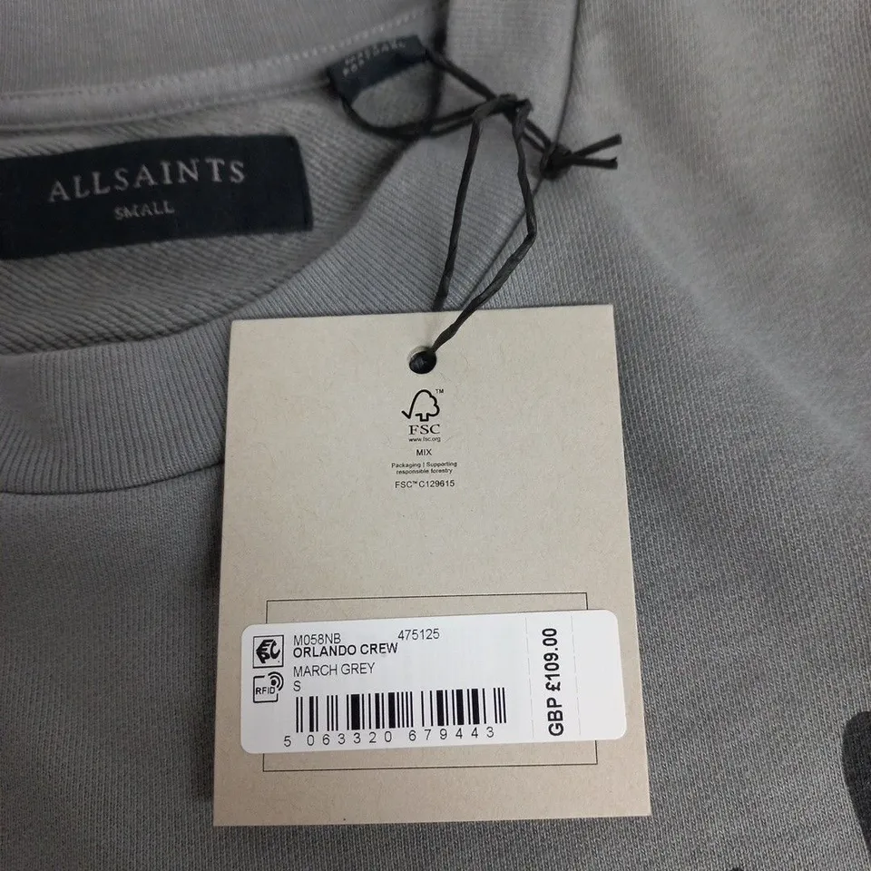 ALLSAINTS SWEATSHIRT – GREY, SMALL (UK), LONDON GRAPHIC