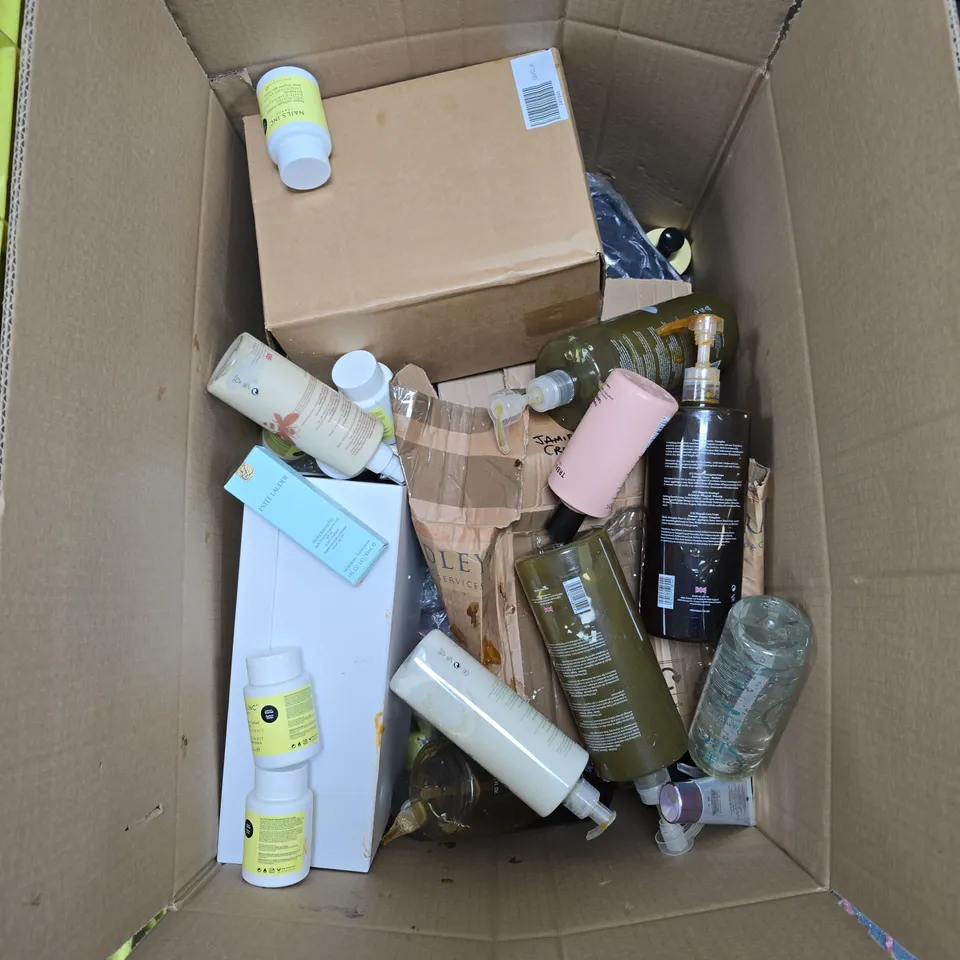 BOX OF APPROXIMATELY 15 ASSORTED ITEMS TO INCLUDE:TEXTURE UV GEL AND MOISTURE MILK