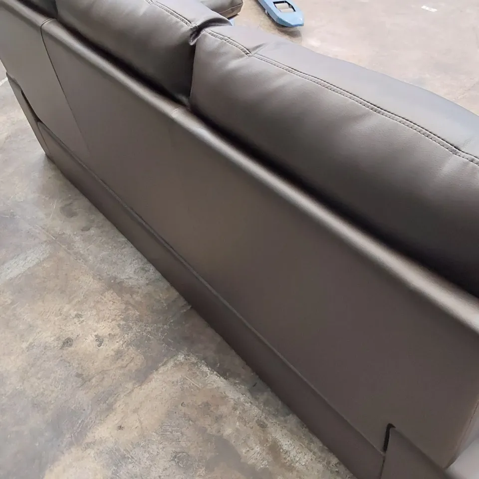 DESIGNER THREE SEATER SOFA BROWN LEATHER 