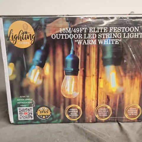 BOXED AND SEALED FESTOON OUTDOOR LED STRING LIGHTS