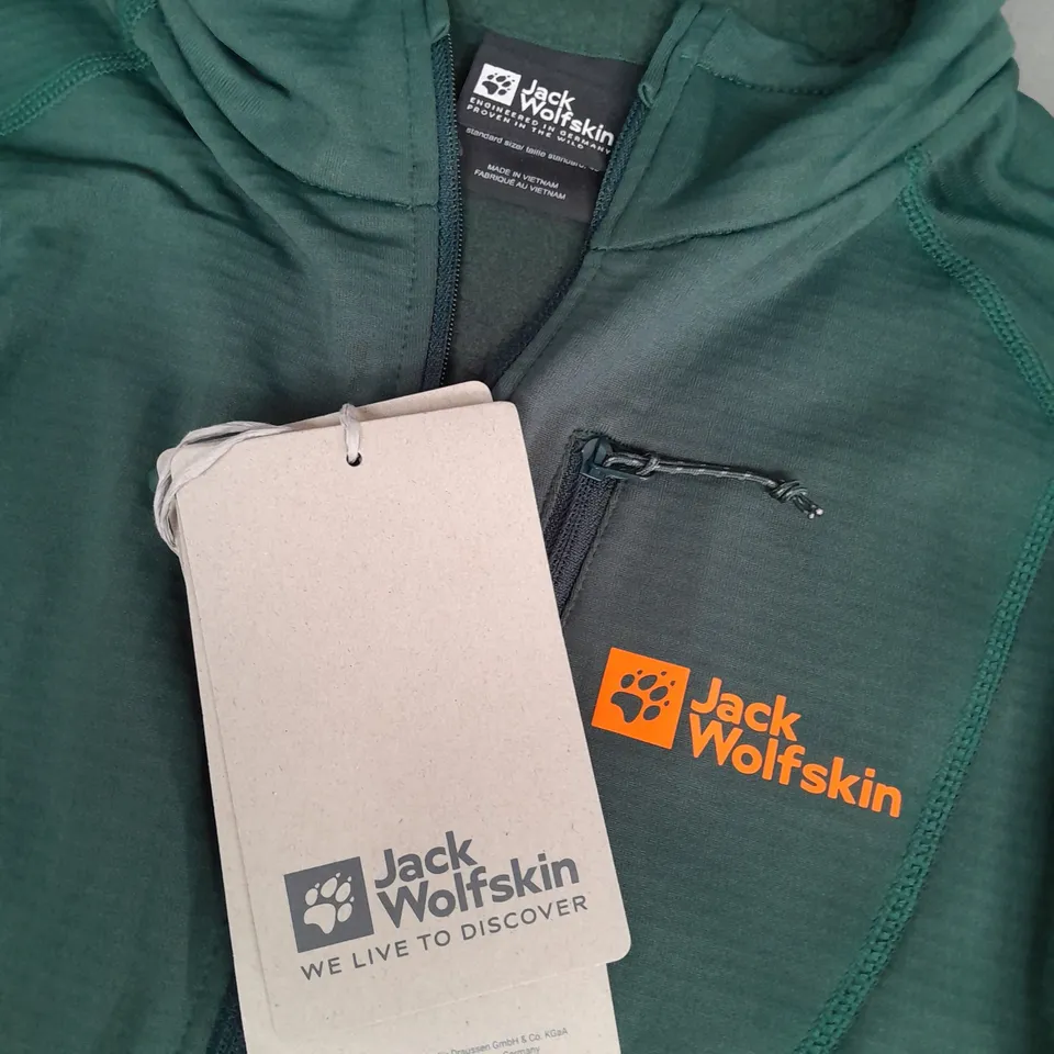 JACK WOLFSKIN QUARTER ZIP FLEECE IN GREEN - UK SMALL 