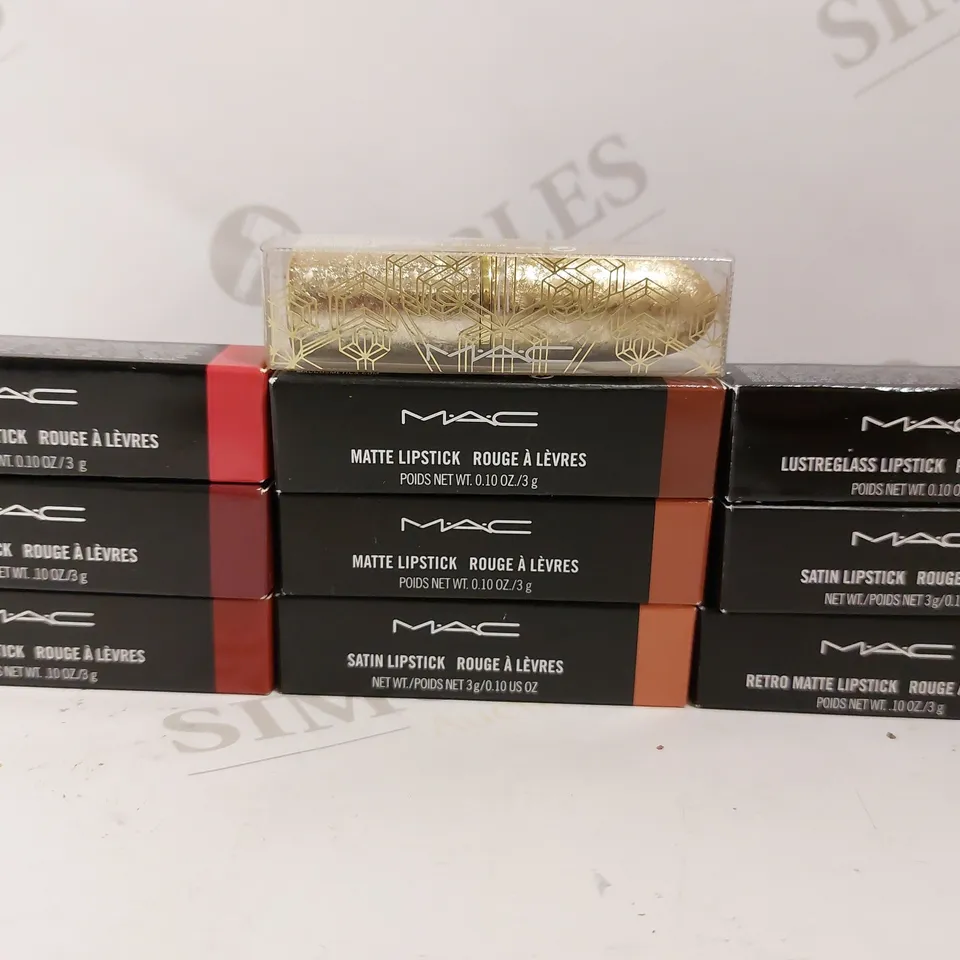 APPROX 10 M.A.C LIPSTICKS IN ASSORTED COLOURS