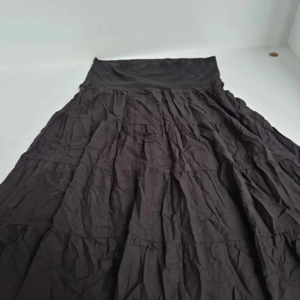 BERSHKA BLACK TIERED MAXI SKIRT – EU/USA XL (UK 14-16)