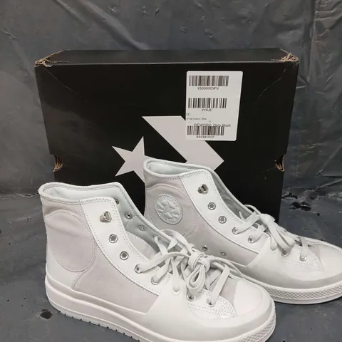 BOXED PAIR OF CONVERSE HI TOP TRAINERS WHITE - UK 10 