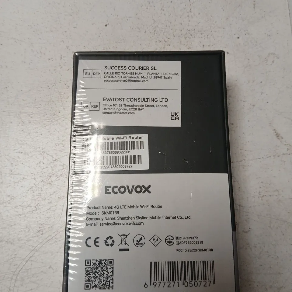 ECOVOX 4G LTE MOBILE WI‑FI ROUTER (MODEL SKM0138)