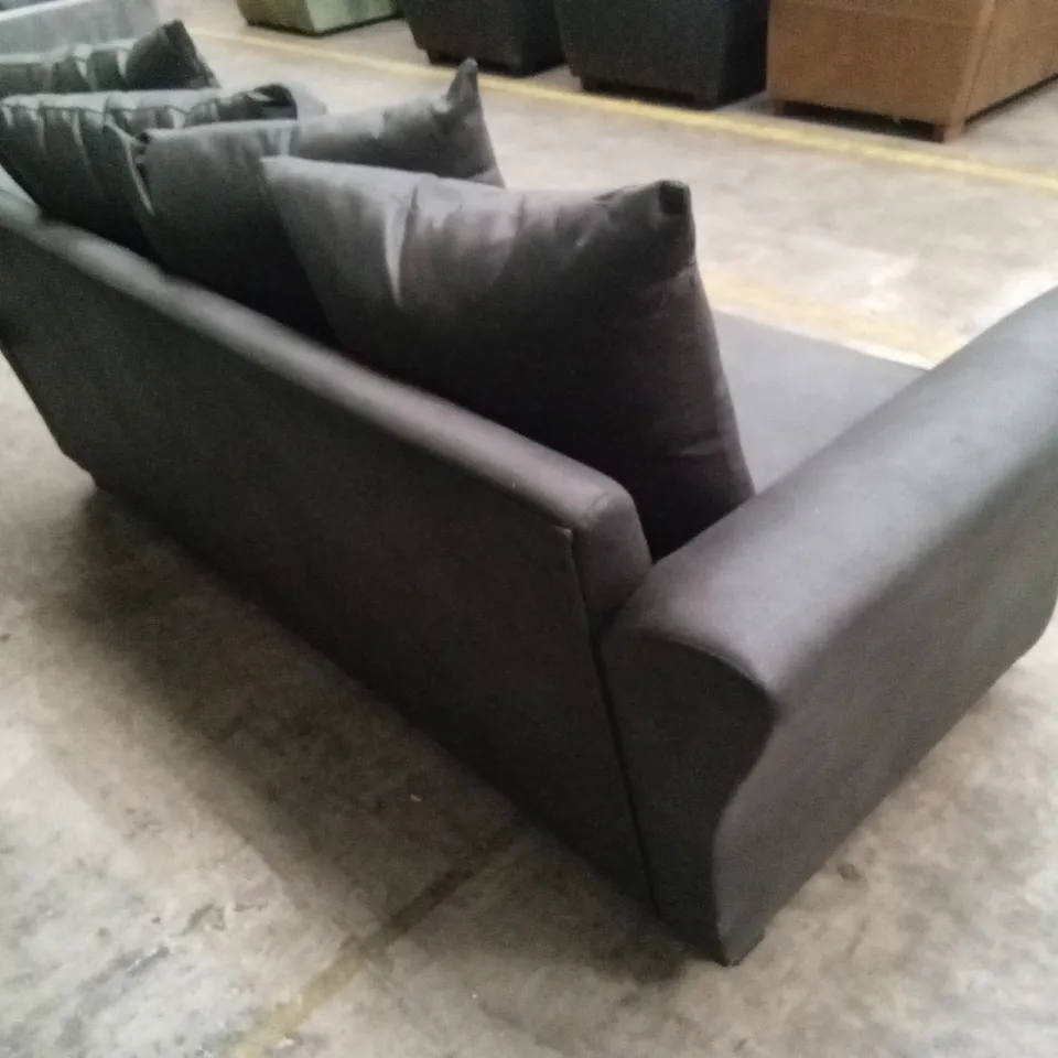 DURY LEATHER LOOK 3 SEATER SOFA - BLACK RRP £599