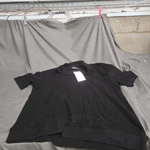 ZARA BLACK RIBBED KNIT TOP – WOMEN'S SIZE L (EU 42)