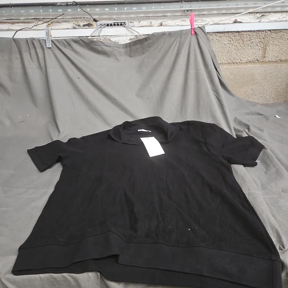 ZARA BLACK RIBBED KNIT TOP – WOMEN'S SIZE L (EU 42)