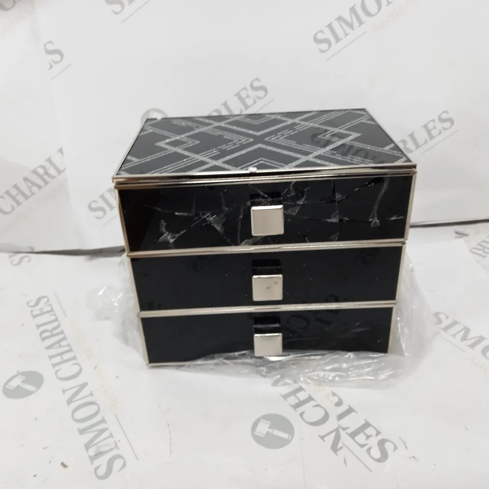 SET OF 3 DRAWER TABLE DECOR BLACK 