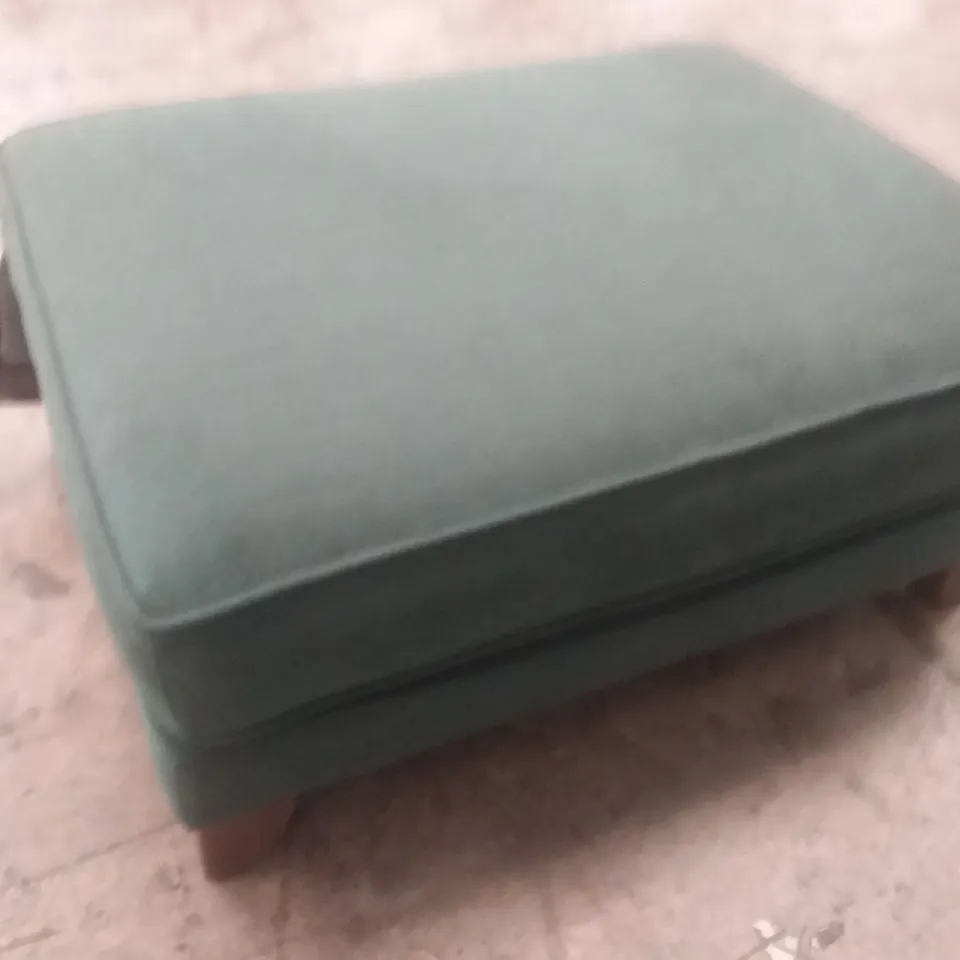 QUALITY BRITISH DESIGNER LOUNGE CO. BRIONY FOOTSTOOL BLUE FABRIC