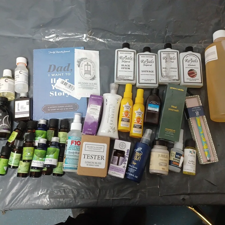 LOT CONTAINING SEVERAL DEFUSER OILS, AIR FRESHENER, SUPER GLUE ETC.