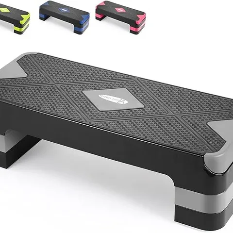 BOXED ACTIVEFOREVER 68CM ADJUSTABLE WORKOUT AEROBIC STEPPER WITH 2 ADJUSTABLE STEP LEVELS - GREY