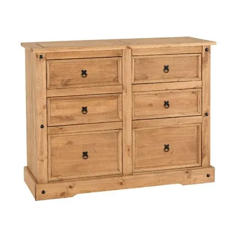 BOXED CORONA 6 DRAWER CHEST - DISTRESSED WAXED PINE (2 BOXES)
