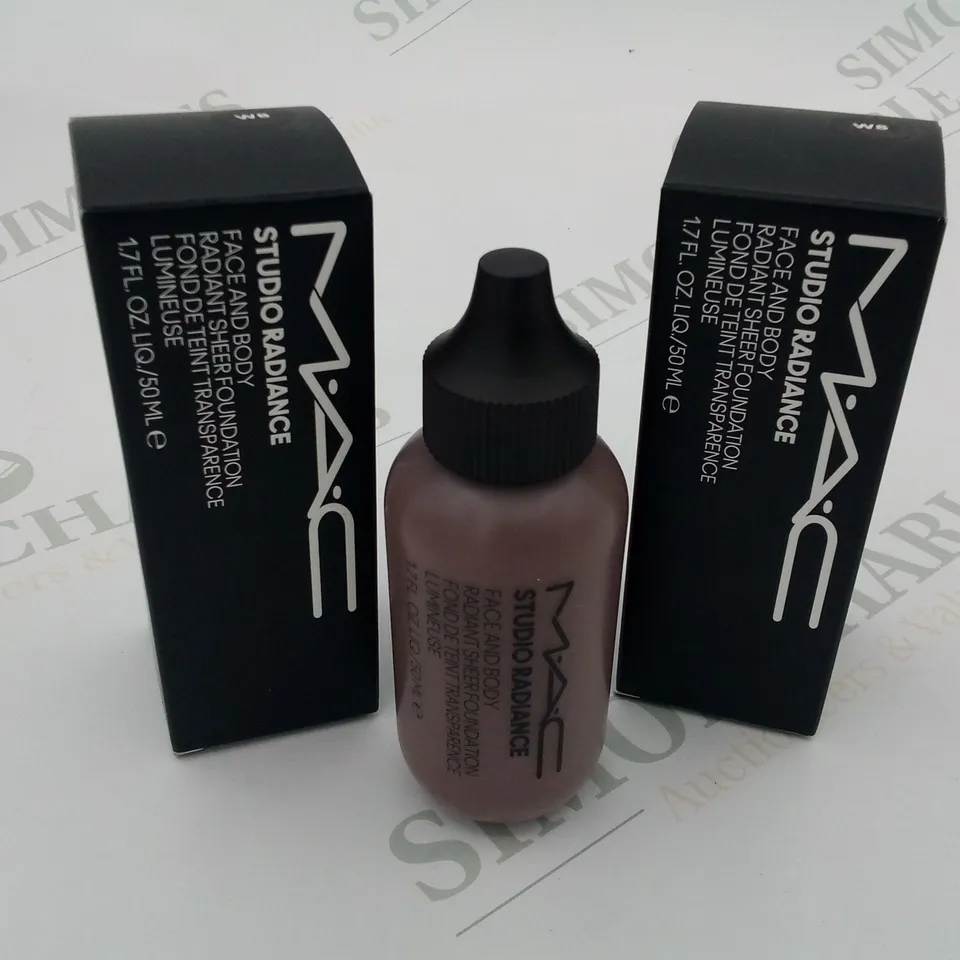 x2 MAC STUDIO RADIANCE SHEER FACE & BODY FOUNDATION 50ML W8