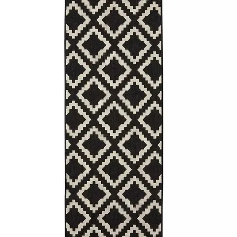 KAMINA INDOOR/OUTDOOR FLATWEAVE RUNNER BLACK (67x200cm) - COLLECTION ONLY