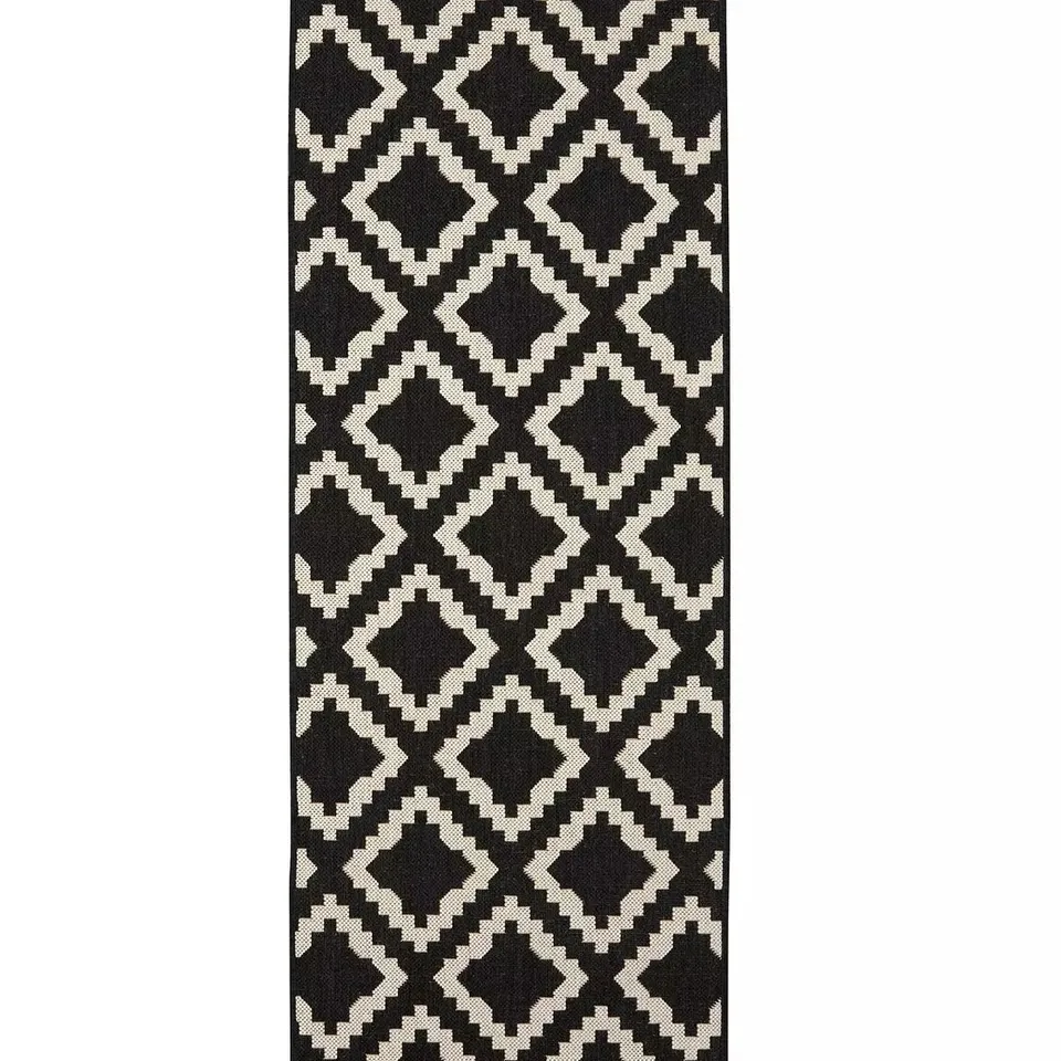 KAMINA INDOOR/OUTDOOR FLATWEAVE RUNNER BLACK (67x200cm) - COLLECTION ONLY