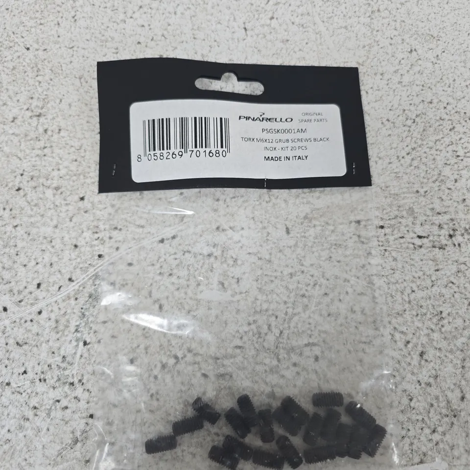 PINARELLO ORIGINAL SPARE PARTS – TORX M6X12 GRUB SCREWS, BLACK INOX, 20 PIECES