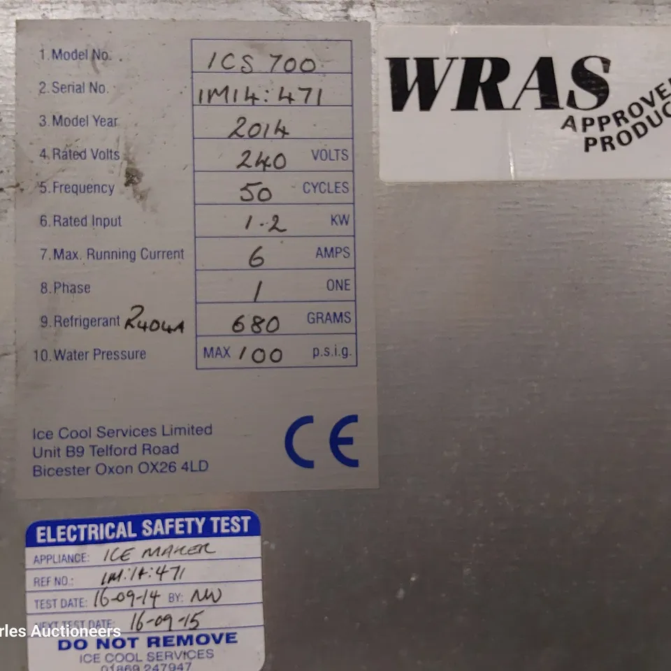 FOLLETT COMMERCIAL ICE MACHINE ON STAND WITH ICE TROLLEY 