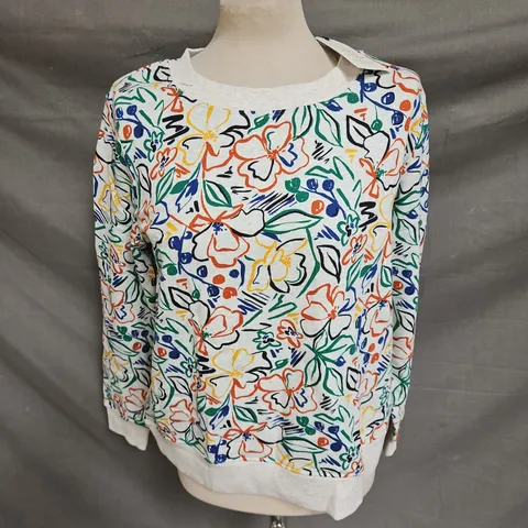 SEASALT CORNWALLBRIGHT WAVE SWEATSHIRT IN PAINTERS GARDEN CHALK SIZE 12