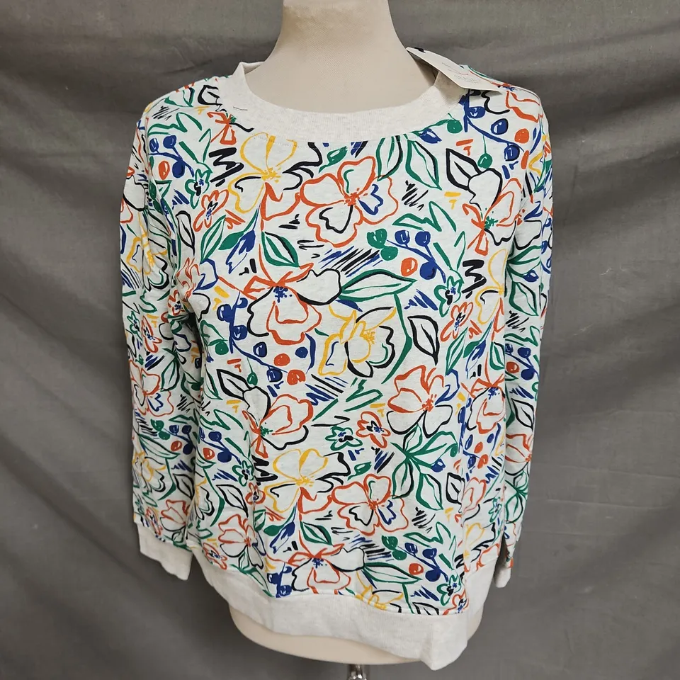 SEASALT CORNWALLBRIGHT WAVE SWEATSHIRT IN PAINTERS GARDEN CHALK SIZE 12