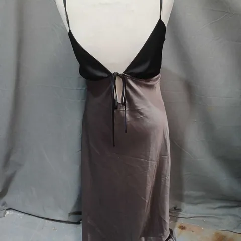 PEPPERMAYO FLORA SATIN MAXI DRESS IN STEEL ME AWAY SIZE 8