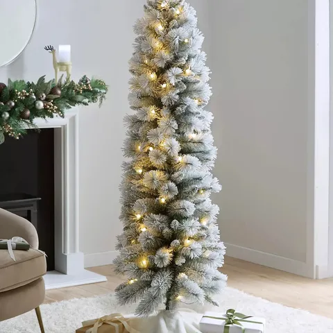 BOXED PRELIT FLOCKED PENCIL TREE - COLLECTION ONLY