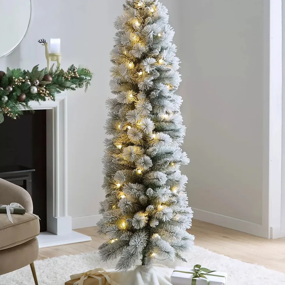 BOXED PRELIT FLOCKED PENCIL TREE - COLLECTION ONLY