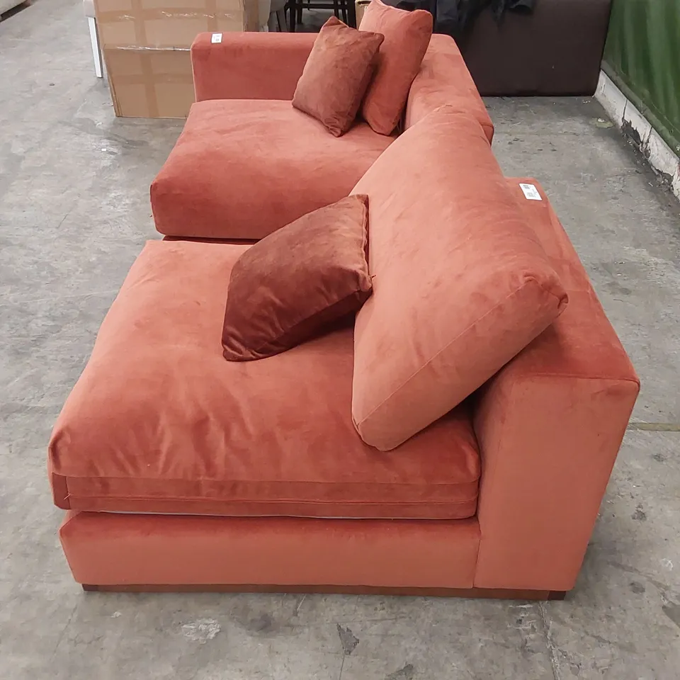 DESIGNER COPPER VELVET UPHOLSTERED SOFA PIECES