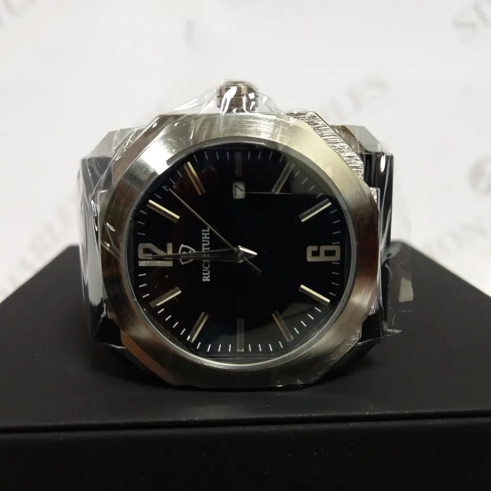 RUCKSTUHL OCTAGONAL FACE RUBBER STRAP WATCH