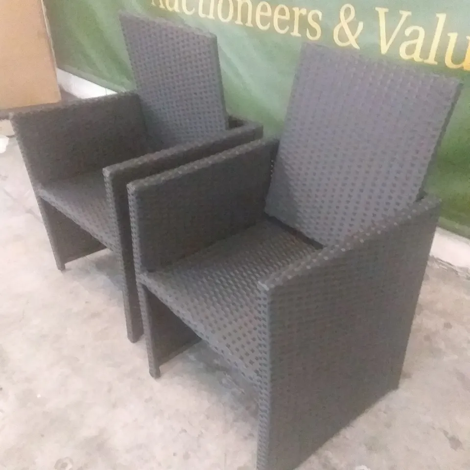 X2 RATTAN EFFECT BLACK GARDEN CHAIRS