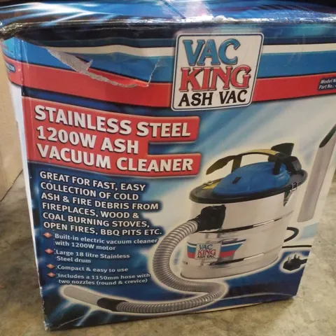 BOXED VAC KING ASHVAC1200 STAINLESS STEEL 1200W ASH VACUUM CLEANER