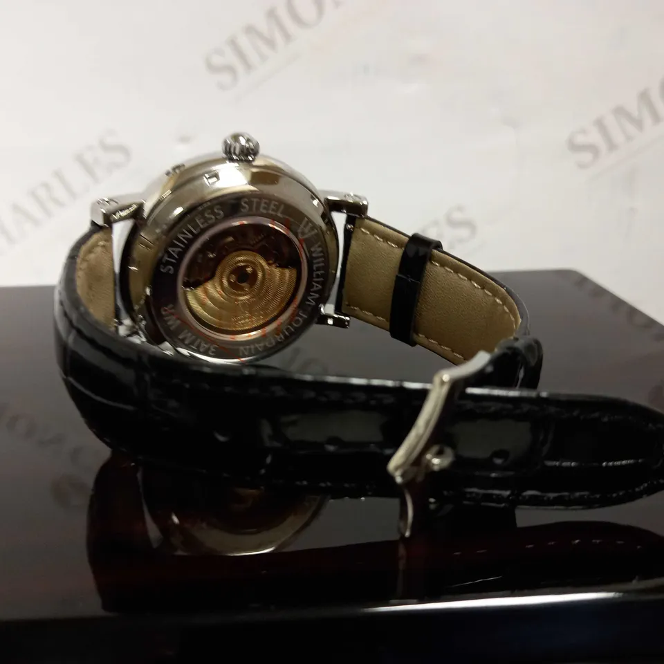 WILLIAM JOURDAIN PART SKELETON WAVE DIAL LEATHER STRAP WATCH RRP £1200