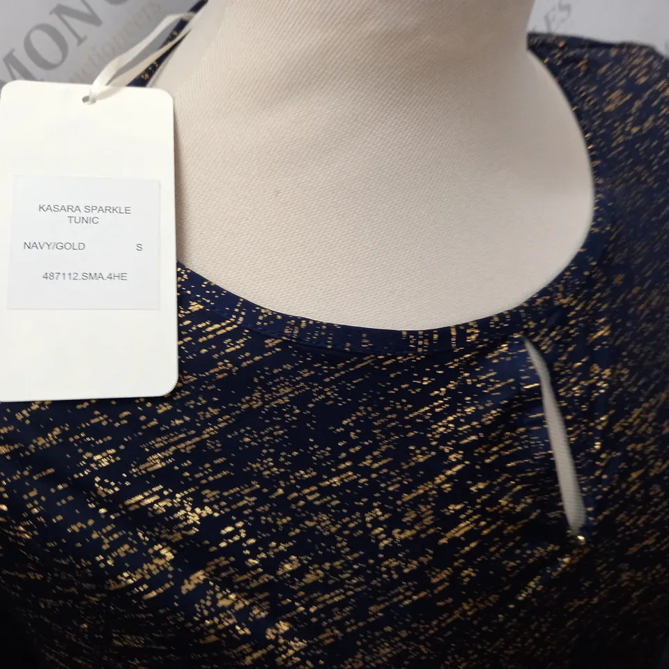 KASARA SPARKLE TUNIC IN NAVY/GOLD - S
