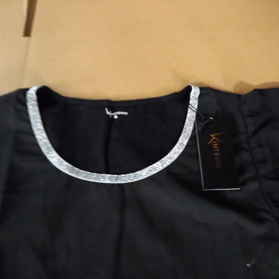 brand new kintsugi cropped black top with batwing sleeves and hidden side zip - 8